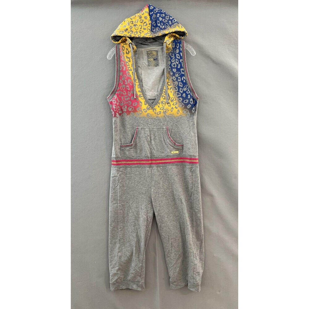Ecko Red Jumpsuit Womens Large Gray Leopard Print Sleeveless Hooded Capri